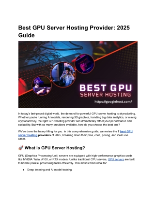 Best GPU Server Hosting