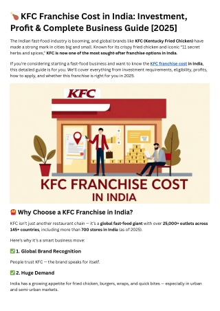 KFC Franchise Cost