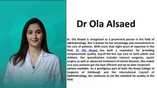 Dr. Ola Alsaed – A Trusted Name in Advanced Eye Care