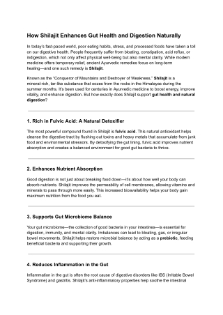 How Shilajit Enhances Gut Health and Digestion Naturally