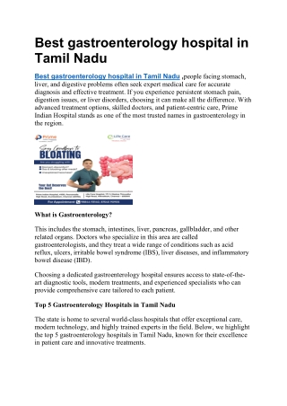 Best gastroenterology hospital in Tamil Nadu