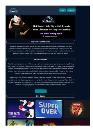 Ultrawin: The Ultimate Destination for Online Casino and Sports Betting in India
