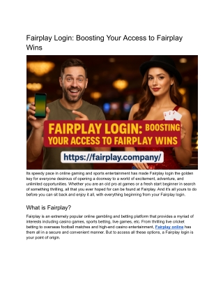 Fairplay Login_ Boosting Your Access to Fairplay Wins