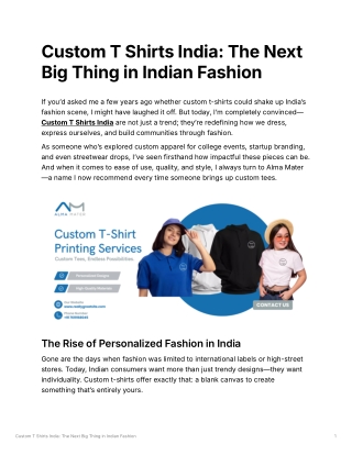 Custom T Shirts India The Next Big Thing in Indian Fashion