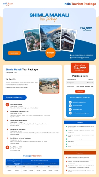 Shimla Manali Tour Package