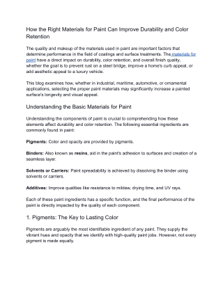 Top Materials for Paint: Essential Components & Their Uses