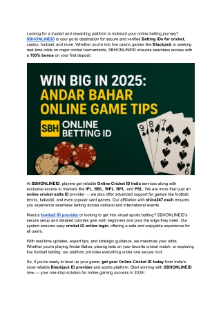 2025 Winning Formula_ Play Andar Bahar Online with SBH Betting ID