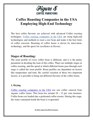 Coffee Roasting Companies in USA Employing High-End Technology