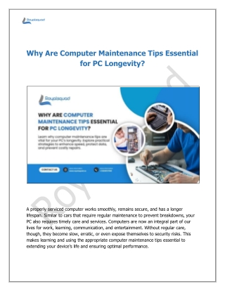 Why Are Computer Maintenance Tips Essential for PC Longevity