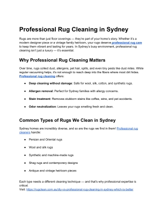 Rug Clean Sydney: Expert Care for Your Precious Rugs