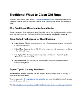 Traditional Ways to Clean Old Rugs: Gentle Methods for Timeless Treasures