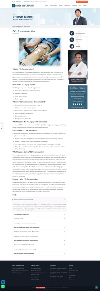 PCL Reconstruction in Koramangala, Bangalore - Dr. Rewat