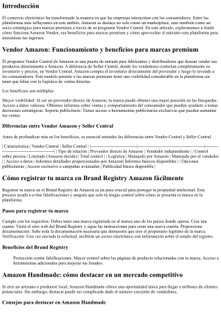 Vendor Amazon: Funcionamiento y beneficios para marcas premium