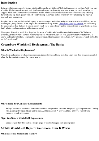 Greensboro’s Mobile Windshield Repair: Convenience Without Compromise