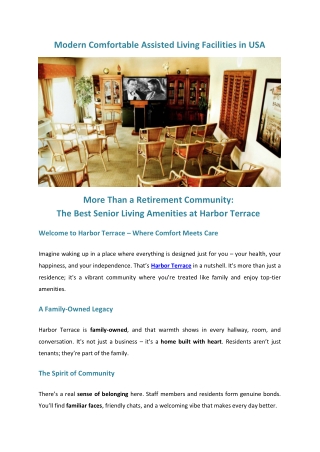 Modern comfortable assisted living facilities in USA
