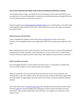 How Custom Stainless Steel Water Tanks Enhance Durability and Efficiency of Water