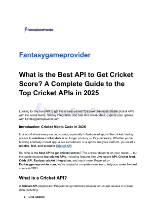 What is the Best API to Get Cricket Score? A Complete Guide to the Top Cricket A