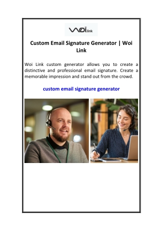Custom Email Signature Generator  Woi Link