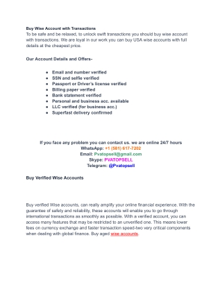 Buy Wise Account with Transactions