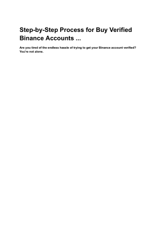 Step-by-Step Process for Buy Verified Binance Accounts