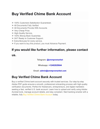 Buy Verified Chime Bank Account