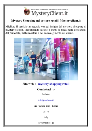 Mystery Shopping nel settore retail   Mysteryclient.it