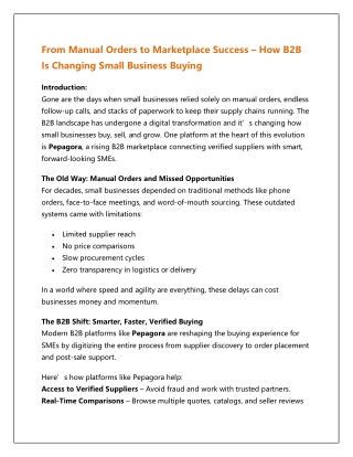 From Manual Orders to Marketplace Success – How B2B Is Changing Small Business Buying