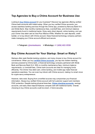 Top Agencies to Buy a Chime Account for Business Use