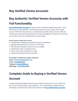Buy Verified Venmo Accounts