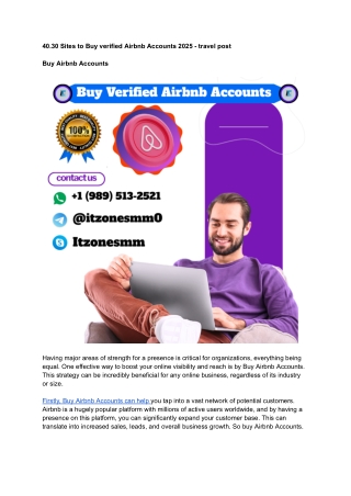 40.30 Sites to Buy verified Airbnb Accounts 2025 - travel post