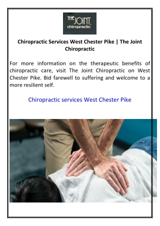 Chiropractic Services West Chester Pike  The Joint Chiropractic