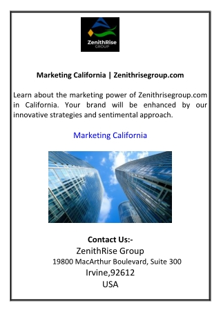Marketing California  Zenithrisegroup.com