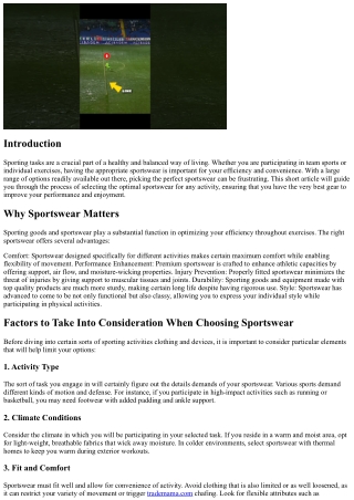 Exactly how to Pick the Perfect Sportswear for Any Kind Of Activity