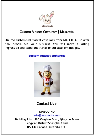 Custom Mascot Costumes  Mascot4u
