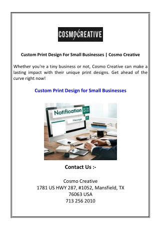 Custom Print Design For Small Businesses  Cosmo Creative