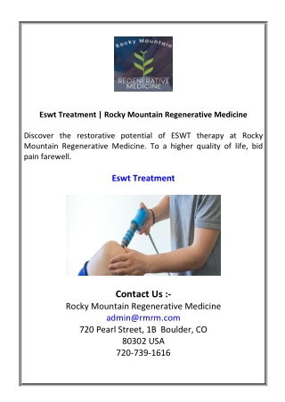 Eswt Treatment  Rocky Mountain Regenerative Medicine