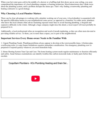 KCs Plumbing, Coquitlams Favorite Plumbing Specialist