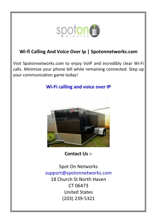 Wi-fi Calling And Voice Over Ip  Spotonnetworks.com