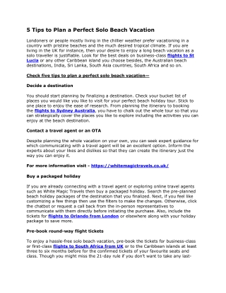 5 Tips to Plan a Perfect Solo Beach Vacation