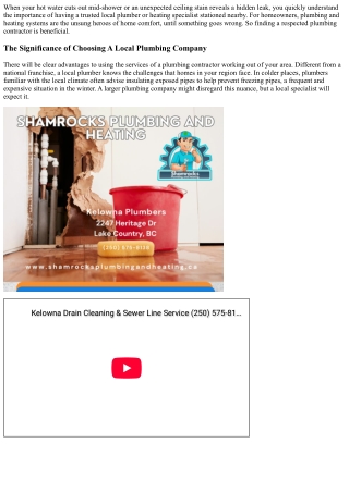 Shamrocks Plumbing and Heating Inc, Kelownas Favorite Plumbing Company