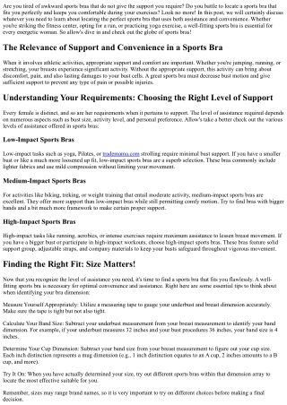 Support and Convenience: Finding the Perfect Sports Bra for You