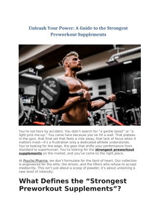 Unleash Your Power A Guide to the Strongest Preworkout Supplements