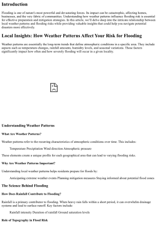 Local Insights: How Weather Patterns Affect Your Risk for Flooding