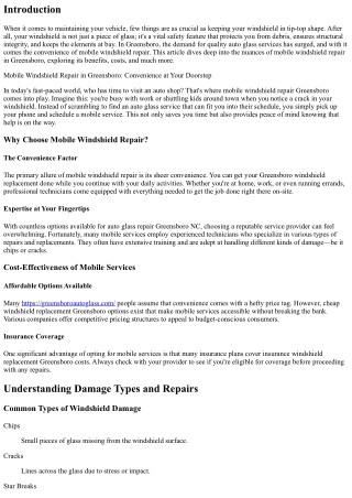 Mobile Windshield Repair in Greensboro: Convenience at Your Doorstep