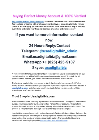 buying Perfect Money Account & 100% Verified