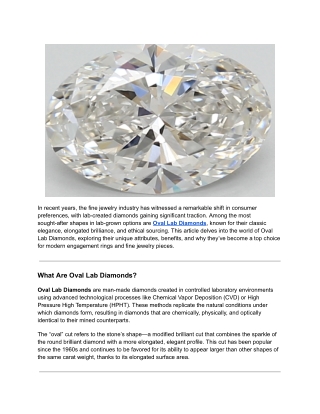 The Elegance of Oval Lab Diamonds: A Modern Choice for Timeless Sophistication