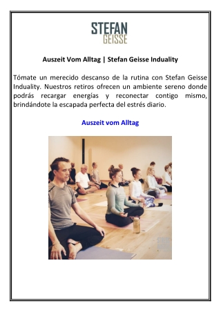Auszeit Vom Alltag | Stefan Geisse Induality