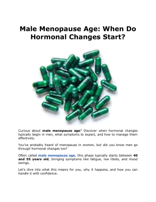 Male Menopause Age When Do Hormonal Changes Start