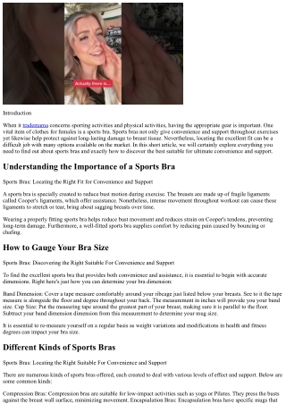 Sports Bras: Finding the Right Fit for Convenience and Assistance