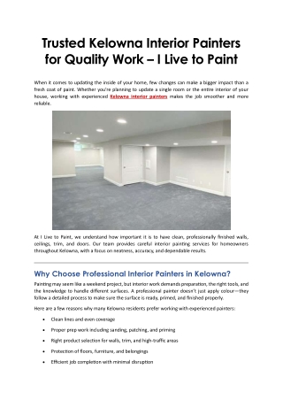 Trusted Kelowna Interior Painters for Quality Work – I Live to Paint